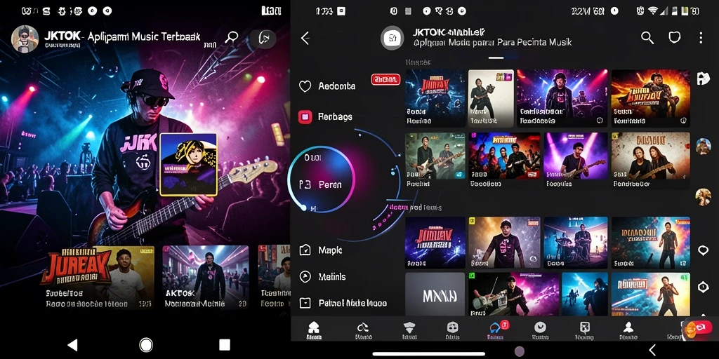 Tampilan gameplay JKTOK yang menampilkan berbagai fitur musik.